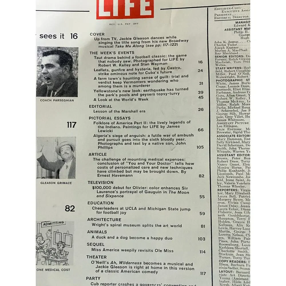 Life Magazine November 2 1959 Jackie Gleason Takes a Fling on NY's Broadway